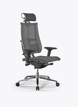 Кресло Метта Y 4D Free B2-14D/0995404 (сетка TS YM93 серая/экокожа Infinity Easy Clean темно-серая)