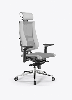 Кресло Метта Y 4D Free B2-14D/3952505 (сетка TS YM93 светло-серая/экокожа Infinity Easy Clean белая)