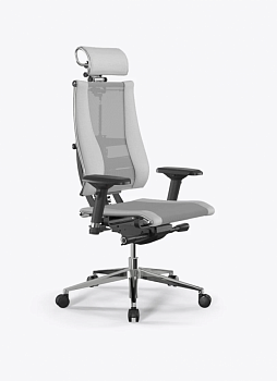 Кресло Метта Y 4D Free B2-14D/0985404 (сетка TS YM93 светло-серая/экокожа Infinity Easy Clean белая)