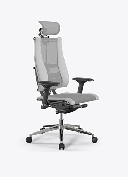 Кресло Метта Y 4D Free B2-14D/0988404 (сетка TS YM93 светло-серая/экокожа Infinity Easy Clean белая)